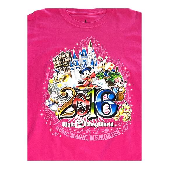2016 Disney Parks TEE SHIRT Womens LG Pink Hanes 100% Cotton TShirt Short Sleeve - Picture 2 of 6